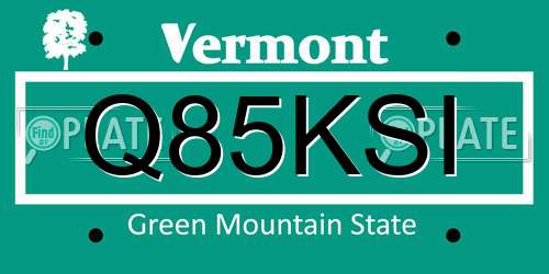 Q85KSI Vermont License Plate