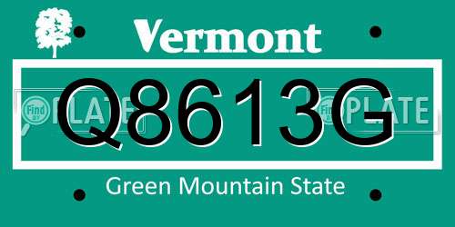 Q8613G Vermont License Plate