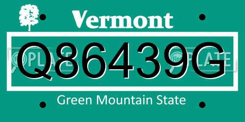 Q86439G Vermont License Plate