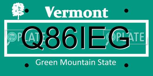 Q86IEG Vermont License Plate