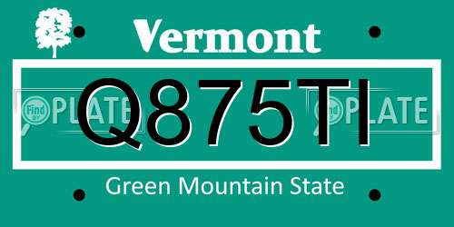 Q875TI Vermont License Plate
