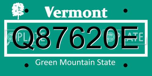Q87620E Vermont License Plate