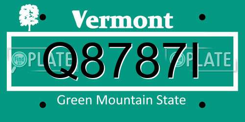 Q8787I Vermont License Plate
