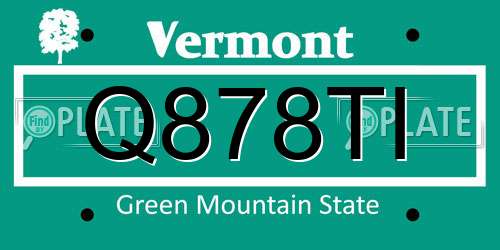 Q878TI Vermont License Plate