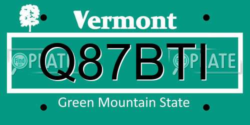 Q87BTI Vermont License Plate