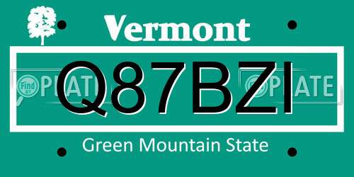 Q87BZI Vermont License Plate