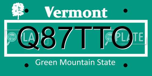 Q87TTO Vermont License Plate