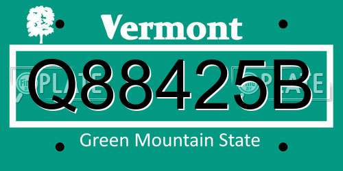 Q88425B Vermont License Plate