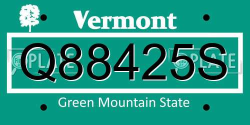 Q88425S Vermont License Plate