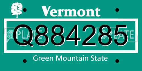 Q884285 Vermont License Plate