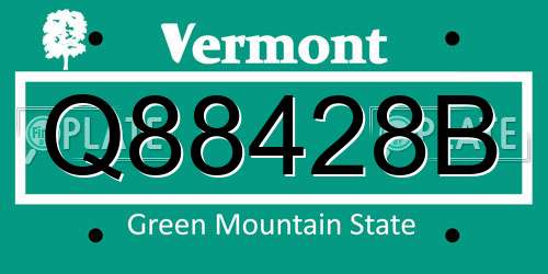 Q88428B Vermont License Plate