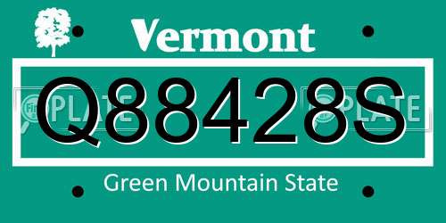 Q88428S Vermont License Plate