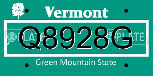 Q8928G Vermont License Plate