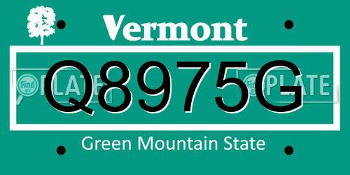Q8975G Vermont License Plate