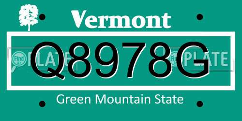 Q8978G Vermont License Plate