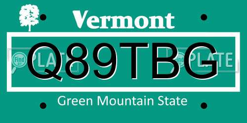Q89TBG Vermont License Plate