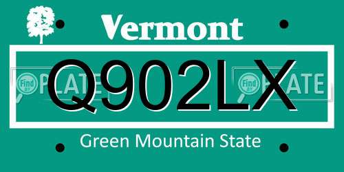 Q902LX Vermont License Plate