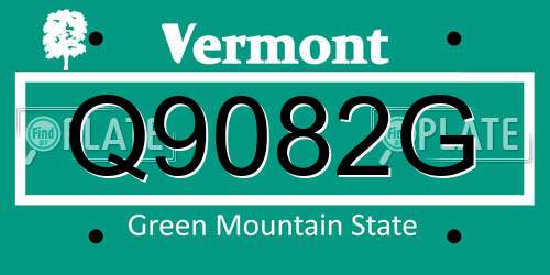 Q9082G Vermont License Plate