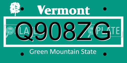 Q908ZG Vermont License Plate