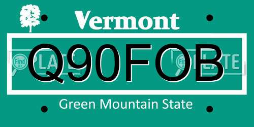 Q90FOB Vermont License Plate