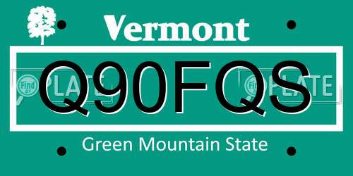 Q90FQS Vermont License Plate