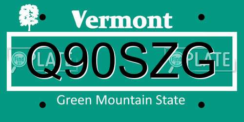 Q90SZG Vermont License Plate