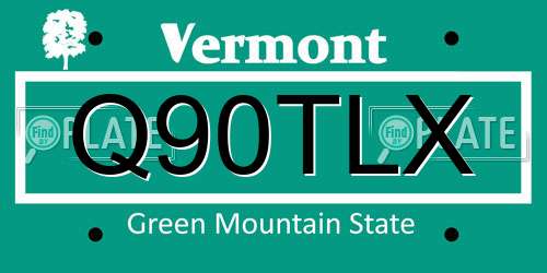 Q90TLX Vermont License Plate