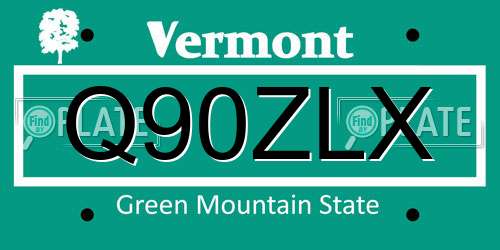 Q90ZLX Vermont License Plate