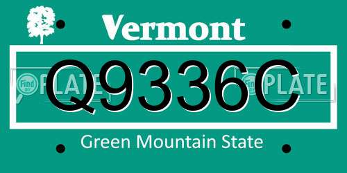Q9336C Vermont License Plate