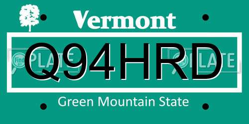 Q94HRD Vermont License Plate