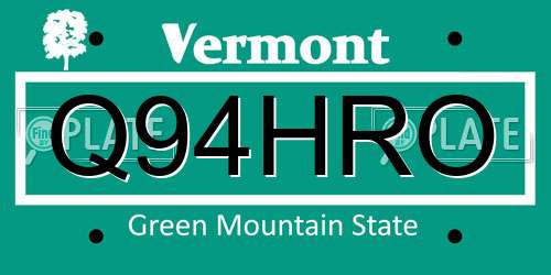 Q94HRO Vermont License Plate