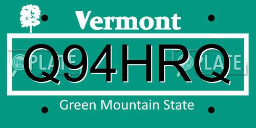 Q94HRQ Vermont License Plate