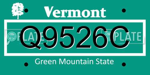 Q9526C Vermont License Plate