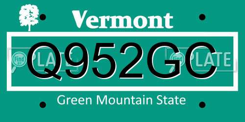 Q952GC Vermont License Plate