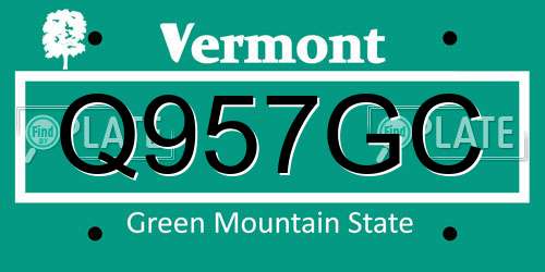 Q957GC Vermont License Plate