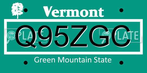 Q95ZGC Vermont License Plate