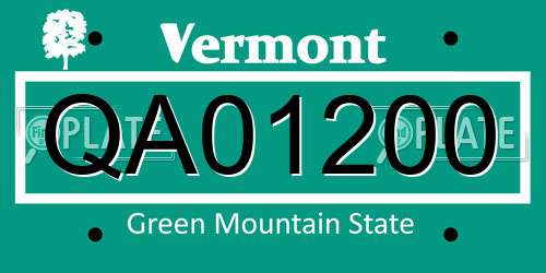 QA01200 Vermont License Plate