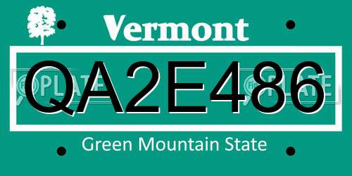 QA2E486 Vermont License Plate