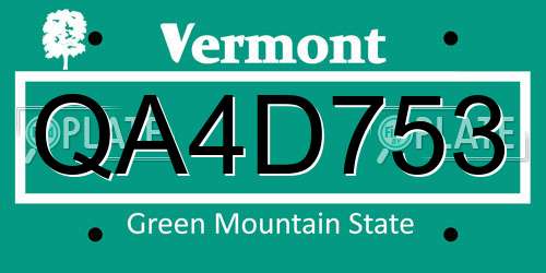 QA4D753 Vermont License Plate