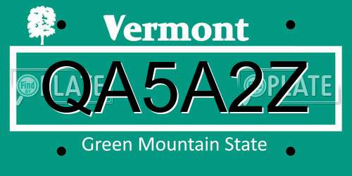QA5A2Z Vermont License Plate