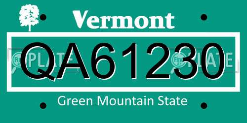 QA61230 Vermont License Plate