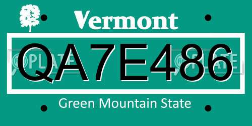 QA7E486 Vermont License Plate