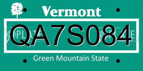 QA7S084 Vermont License Plate