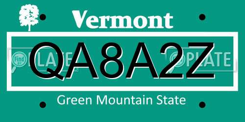 QA8A2Z Vermont License Plate