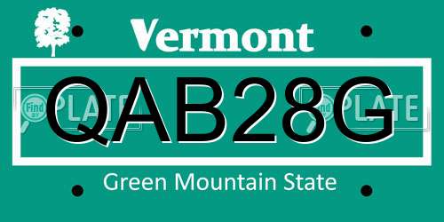 QAB28G Vermont License Plate