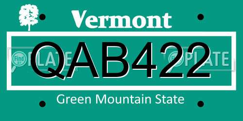 QAB422 Vermont License Plate