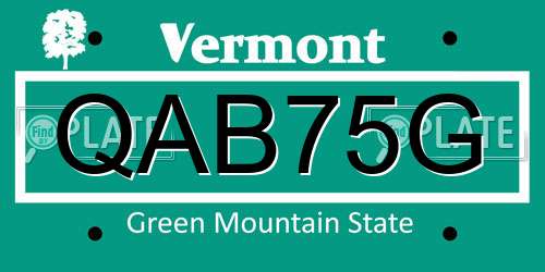 QAB75G Vermont License Plate