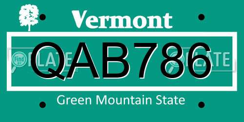 QAB786 Vermont License Plate
