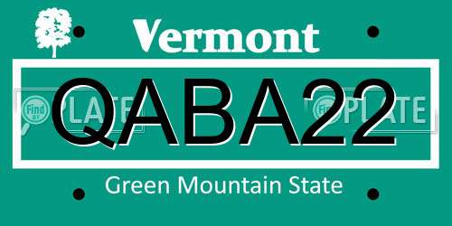 QABA22 Vermont License Plate