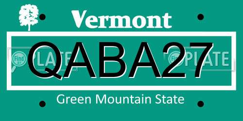 QABA27 Vermont License Plate